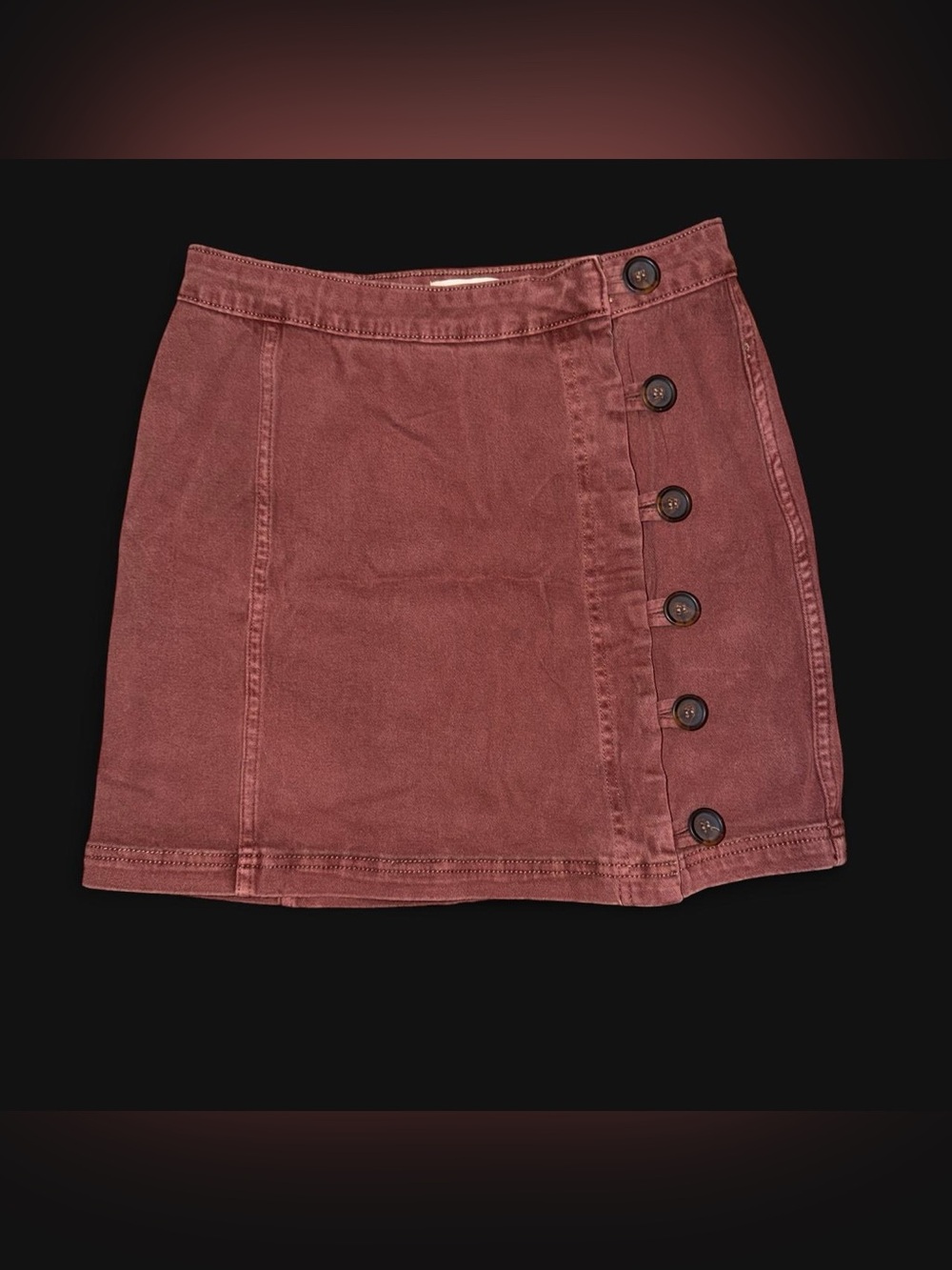 Altar’d State Women's Button-Front Mini Skirt in Burgundy